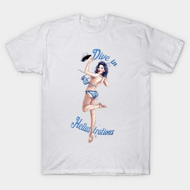 Dive In Pin Up Girl T-Shirt by Hellustrations